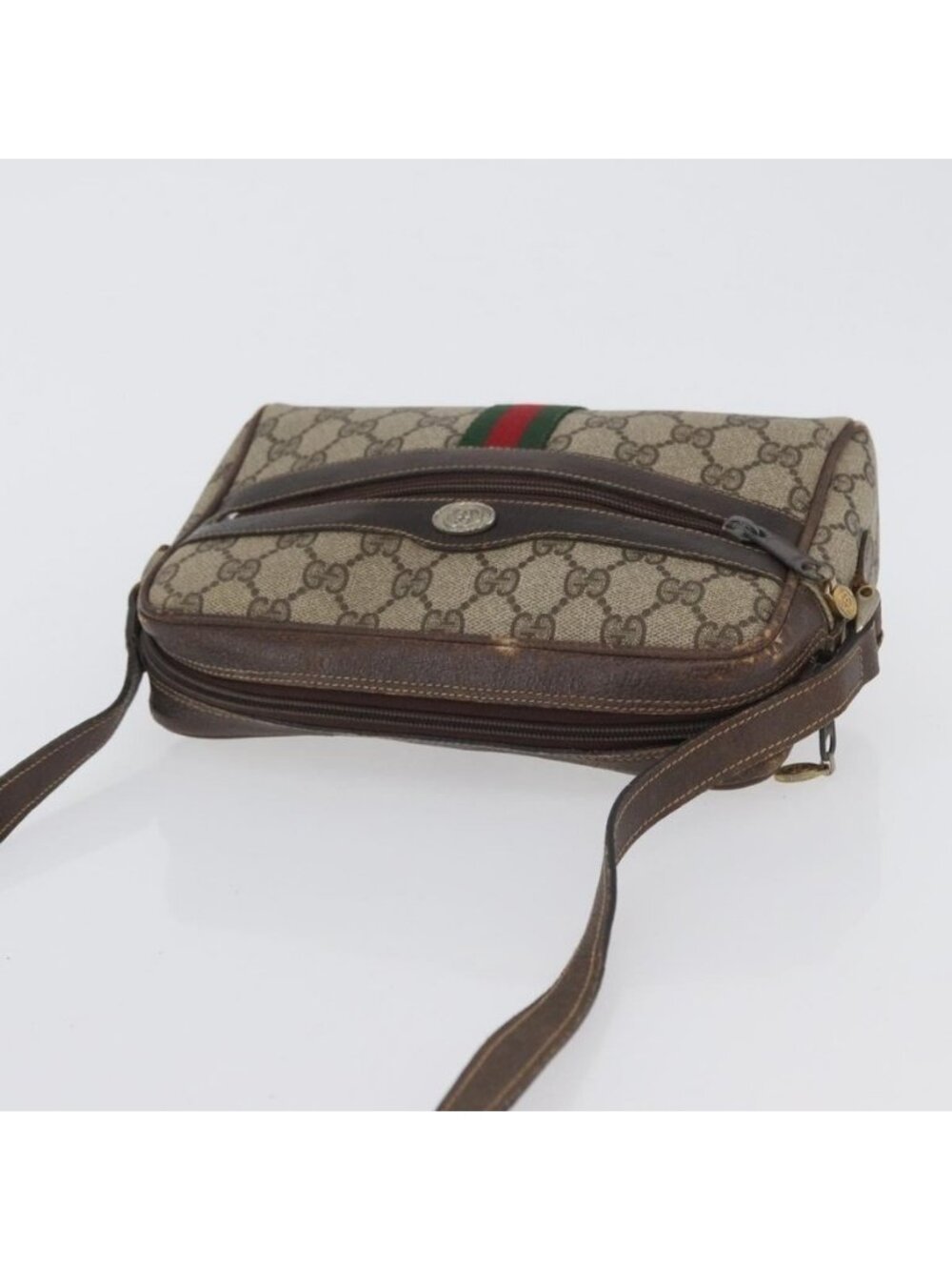 Authentic GUCCI GG Supreme Web Sherry Line Shoulder Bag PVC Beige Gold 010 378 - Picture 13 of 16